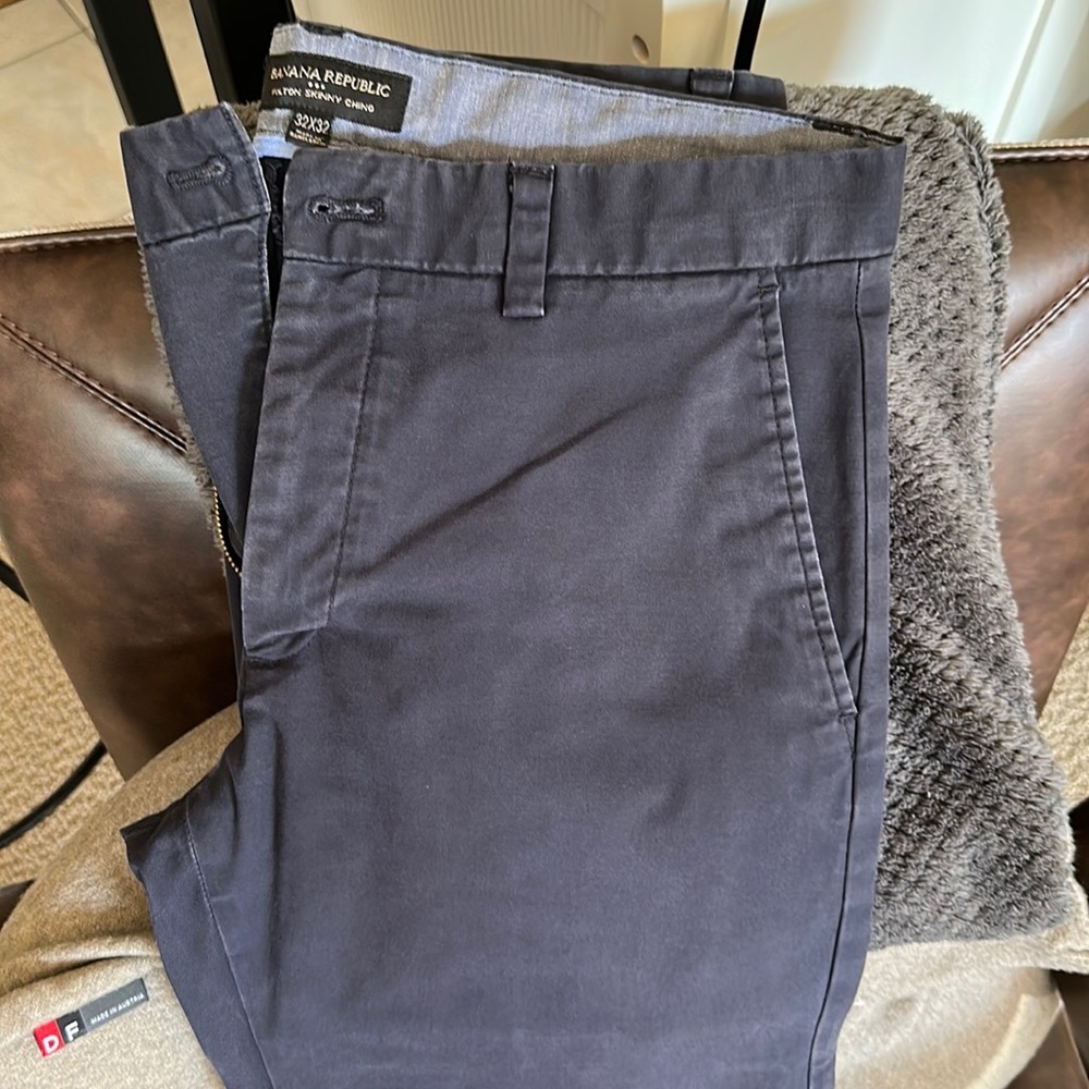 Banana Republic 32x32 Mens Fulton Skinny Chino Pants - Navy Slacks
